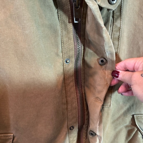 American Eagle Jacket Mens Large Khaki Faux Fur Sherpa Lined Full Zip Canva VTG - Picture 5 of 10
